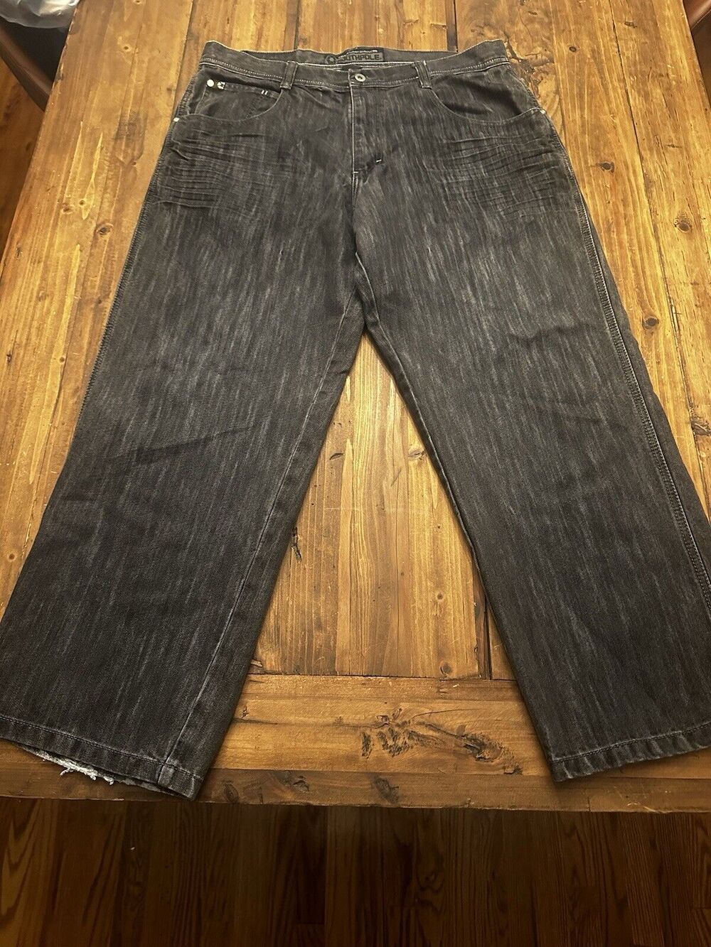 Y2K Southpole 4180 Jeans Faded Black Baggy Wide Hip Hop Skater 38 X 29 Grunge